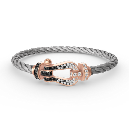 [Perla Lux]FORCE LARGE HORSESHOE BLACK WHITE DIAMOND BRACELET ROSE GOLD