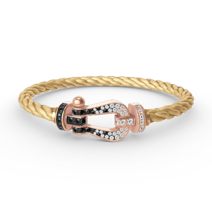 [Perla Lux]FORCE LARGE HORSESHOE BLACK WHITE DIAMOND BRACELET ROSE GOLD