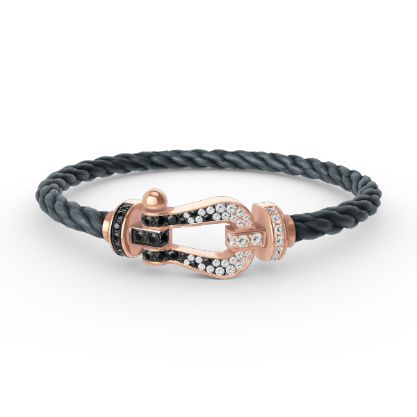 [Perla Lux]FORCE LARGE HORSESHOE BLACK WHITE DIAMOND BRACELET ROSE GOLD