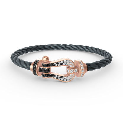 [Perla Lux]FORCE LARGE HORSESHOE BLACK WHITE DIAMOND BRACELET ROSE GOLD