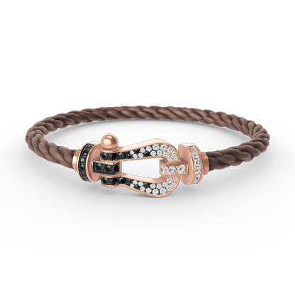 [Perla Lux]FORCE LARGE HORSESHOE BLACK WHITE DIAMOND BRACELET ROSE GOLD