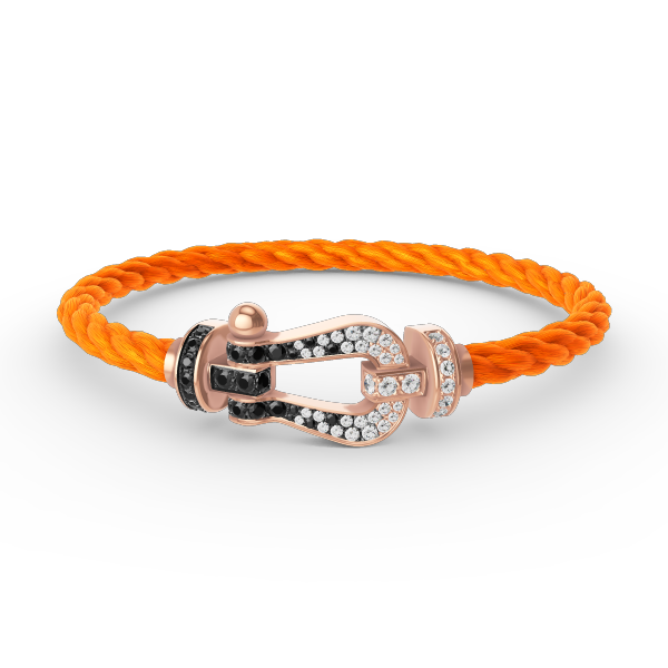[Perla Lux]FORCE LARGE HORSESHOE BLACK WHITE DIAMOND BRACELET ROSE GOLD