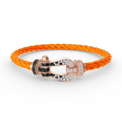 [Perla Lux]FORCE LARGE HORSESHOE BLACK WHITE DIAMOND BRACELET ROSE GOLD