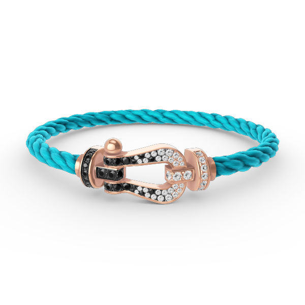 [Perla Lux]FORCE LARGE HORSESHOE BLACK WHITE DIAMOND BRACELET ROSE GOLD