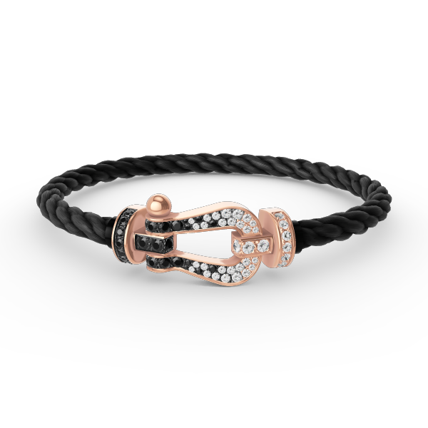 [Perla Lux]FORCE LARGE HORSESHOE BLACK WHITE DIAMOND BRACELET ROSE GOLD