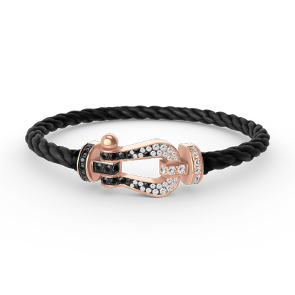[Perla Lux]FORCE LARGE HORSESHOE BLACK WHITE DIAMOND BRACELET ROSE GOLD