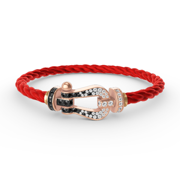 [Perla Lux]FORCE LARGE HORSESHOE BLACK WHITE DIAMOND BRACELET ROSE GOLD