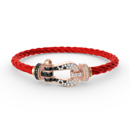 [Perla Lux]FORCE LARGE HORSESHOE BLACK WHITE DIAMOND BRACELET ROSE GOLD