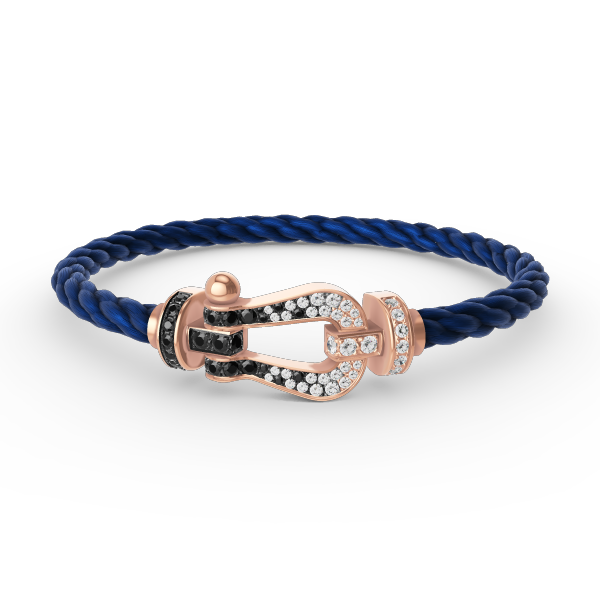 [Perla Lux]FORCE LARGE HORSESHOE BLACK WHITE DIAMOND BRACELET ROSE GOLD