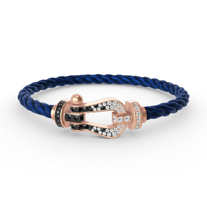 [Perla Lux]FORCE LARGE HORSESHOE BLACK WHITE DIAMOND BRACELET ROSE GOLD