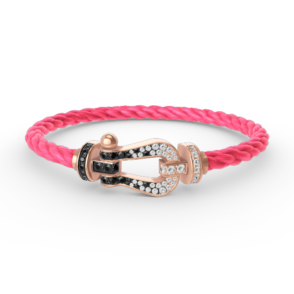 [Perla Lux]FORCE LARGE HORSESHOE BLACK WHITE DIAMOND BRACELET ROSE GOLD