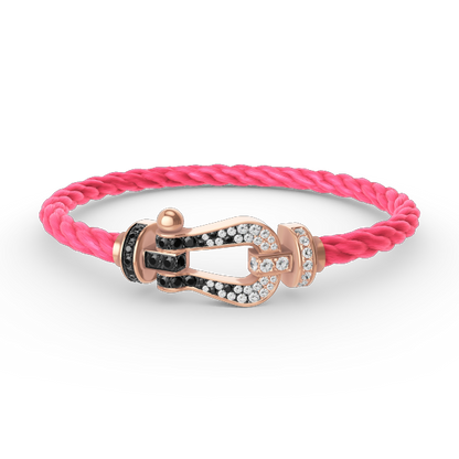 [Perla Lux]FORCE LARGE HORSESHOE BLACK WHITE DIAMOND BRACELET ROSE GOLD
