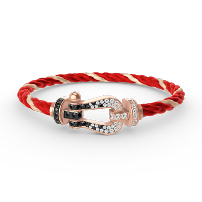 [Perla Lux]FORCE LARGE HORSESHOE BLACK WHITE DIAMOND BRACELET ROSE GOLD