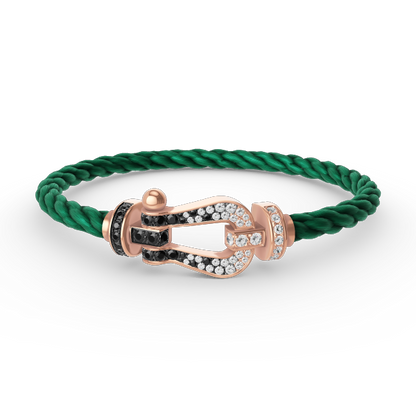 [Perla Lux]FORCE LARGE HORSESHOE BLACK WHITE DIAMOND BRACELET ROSE GOLD