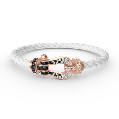 [Perla Lux]FORCE LARGE HORSESHOE BLACK WHITE DIAMOND BRACELET ROSE GOLD