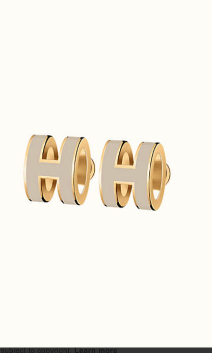 [Perla Lux]MINI POP H GOLD EARRINGS GREY