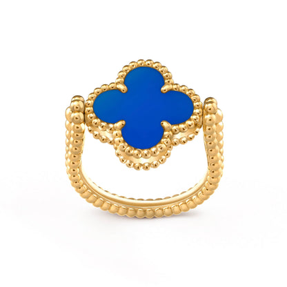 [Perla Lux]CLOVER RIVERSIBLE BLUE AGATE RING