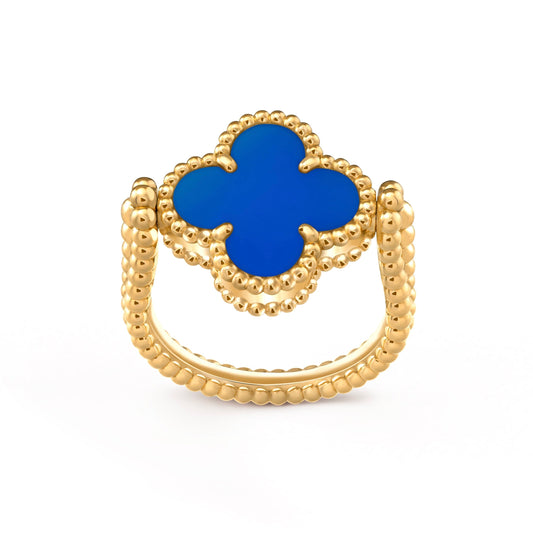 [Perla Lux]CLOVER RIVERSIBLE BLUE AGATE RING