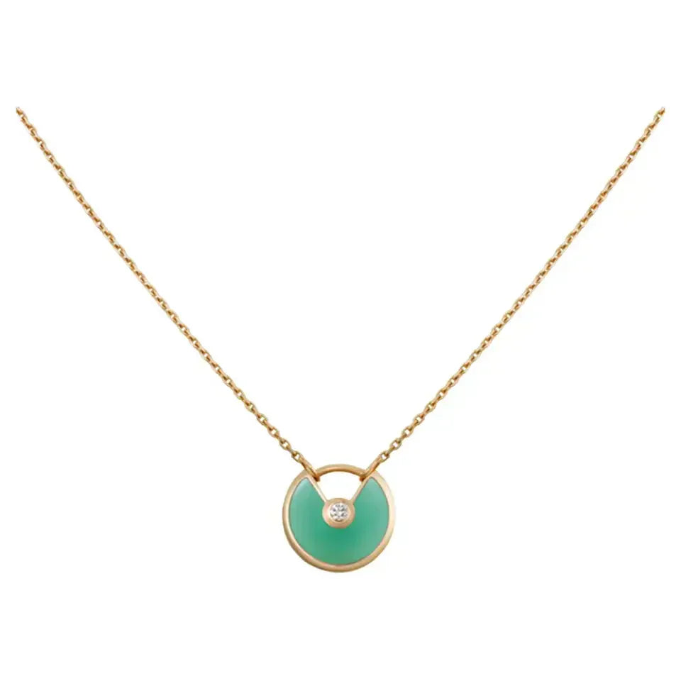 [Perla Lux]AMULETTE GOLD MALACHITE NECKLACE