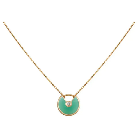 [Perla Lux]AMULETTE GOLD MALACHITE NECKLACE