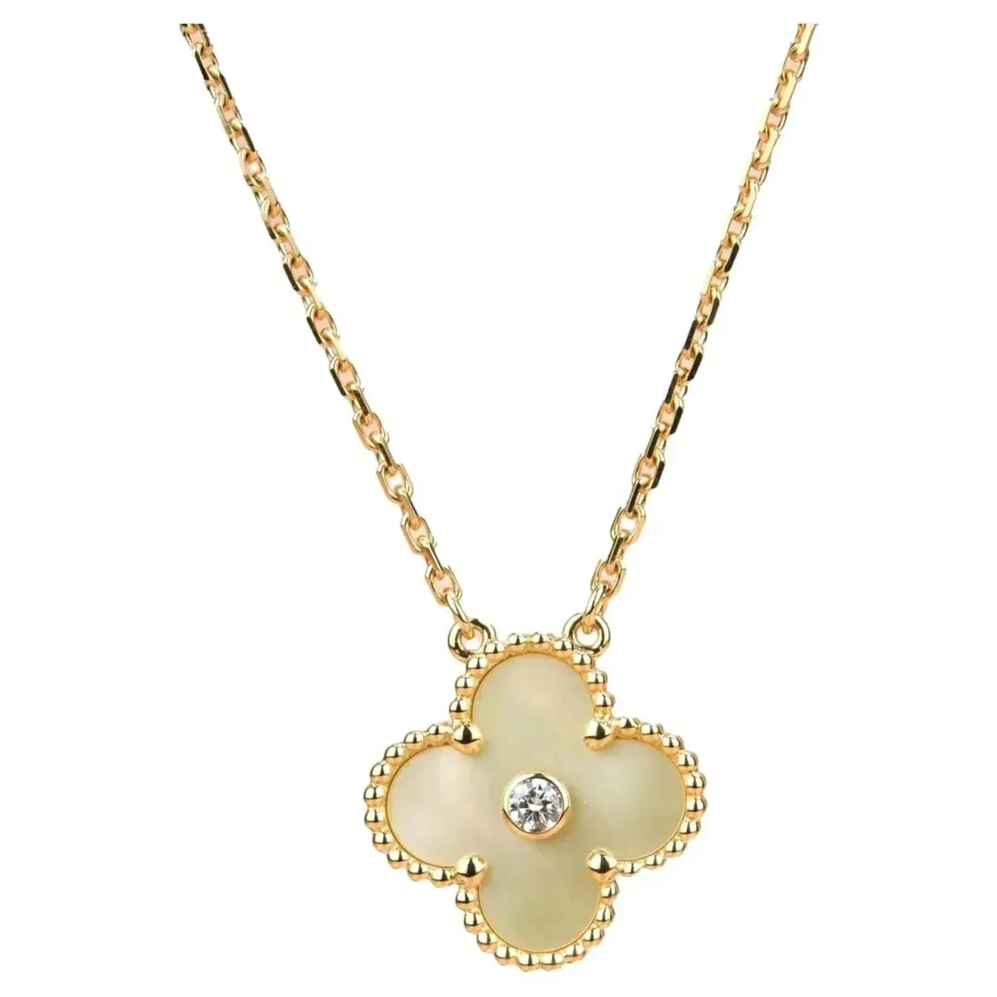 [Perla Lux]CLOVER 15MM DIAMOND GOLD MOTHER OF PEARL NECKLACE