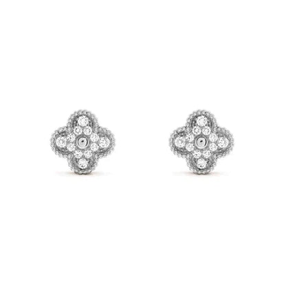 [Perla Lux]CLOVER 1 MOTIFS DIAMOND STUD EARRINGS SILVER