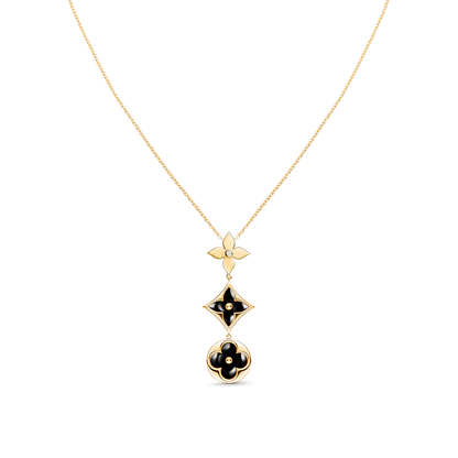 [Perla Lux]STAR AND SUN ONYX PINK GOLD NECKLACE