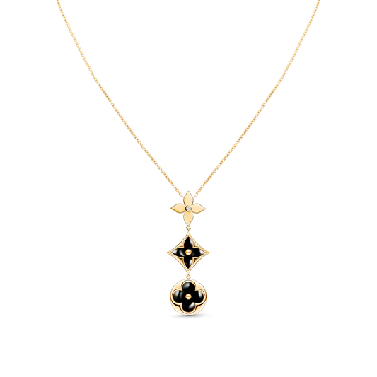 [Perla Lux]STAR AND SUN ONYX PINK GOLD NECKLACE