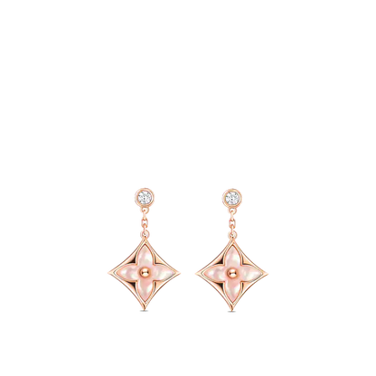 [Perla Lux]DOUBLE STAR PINK GOLD MOP DROP EARRINGS