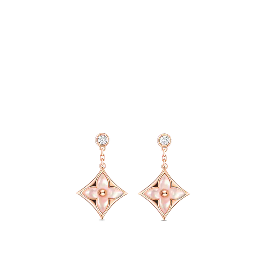 [Perla Lux]DOUBLE STAR PINK GOLD MOP DROP EARRINGS