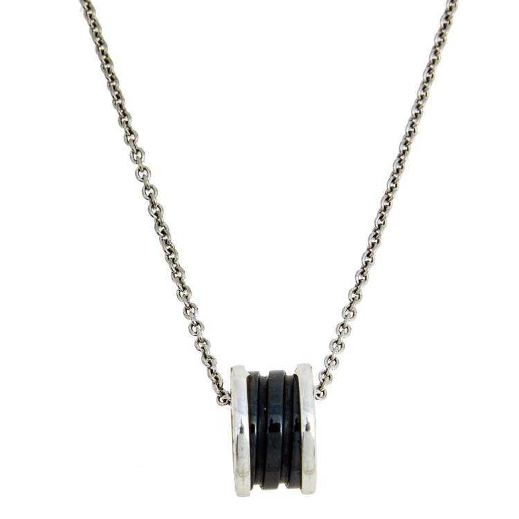 [Perla Lux]ZERO 1 BLACK CERAMIC SILVER NECKLACE