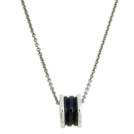 [Perla Lux]ZERO 1 BLACK CERAMIC SILVER NECKLACE