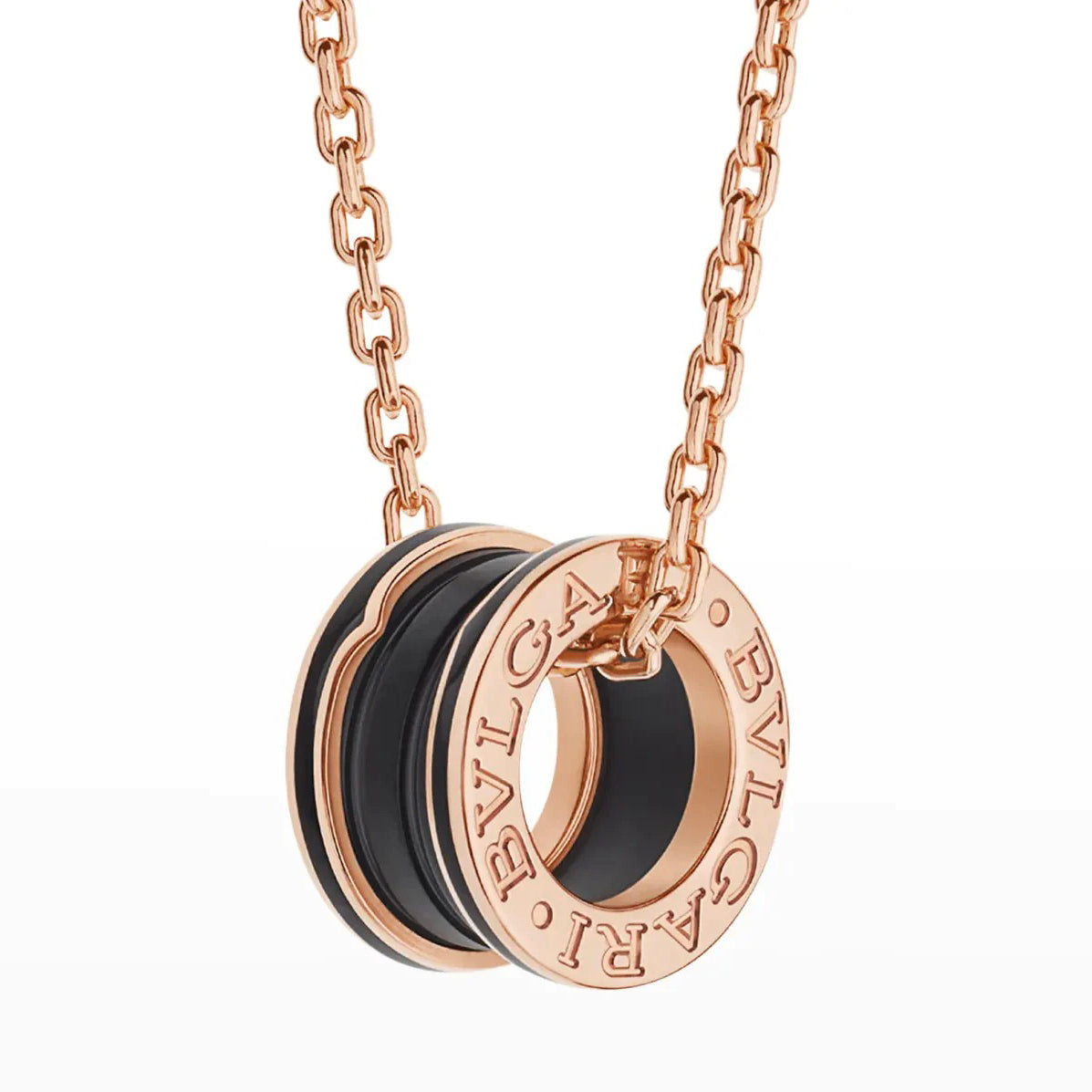 [Perla Lux]ZERO 1 BLACK CERAMIC PINK GOLD NECKLACE