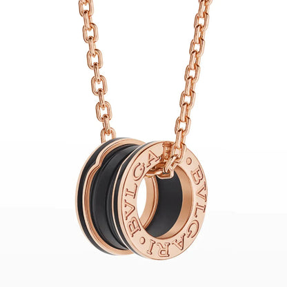[Perla Lux]ZERO 1 BLACK CERAMIC PINK GOLD NECKLACE