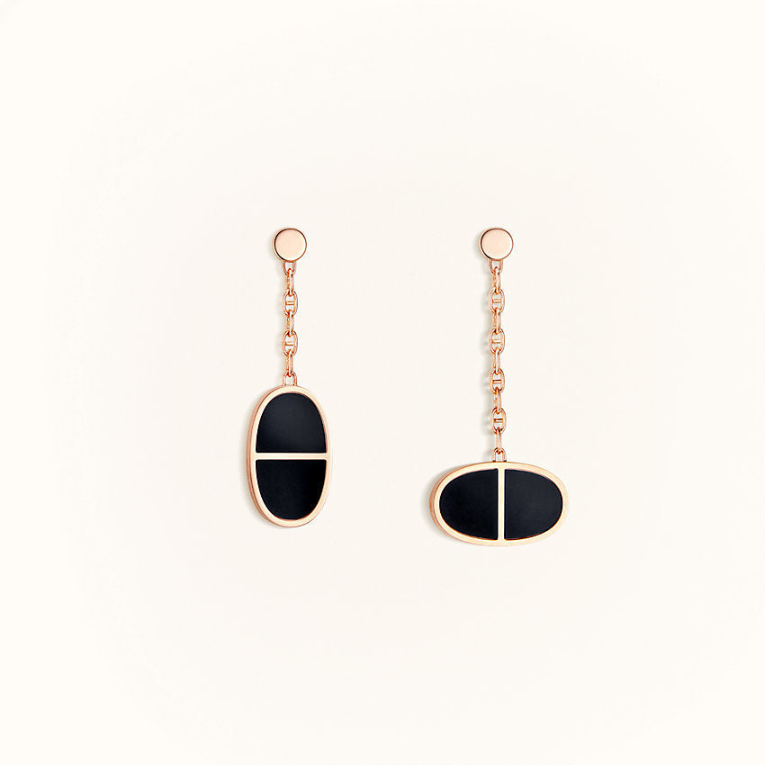 [Perla Lux]CHAINE VERSO BLACK CERAMIC EARRINGS