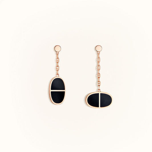 [Perla Lux]CHAINE VERSO BLACK CERAMIC EARRINGS