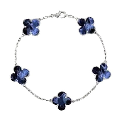 [Perla Lux]CLOVER 5 MOTIF PIETERSITE SILVER BRACELET