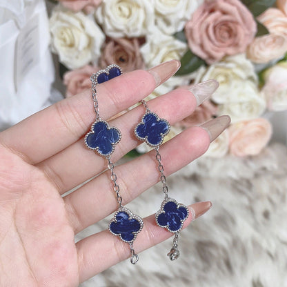 [Perla Lux]CLOVER 5 MOTIF PIETERSITE SILVER BRACELET