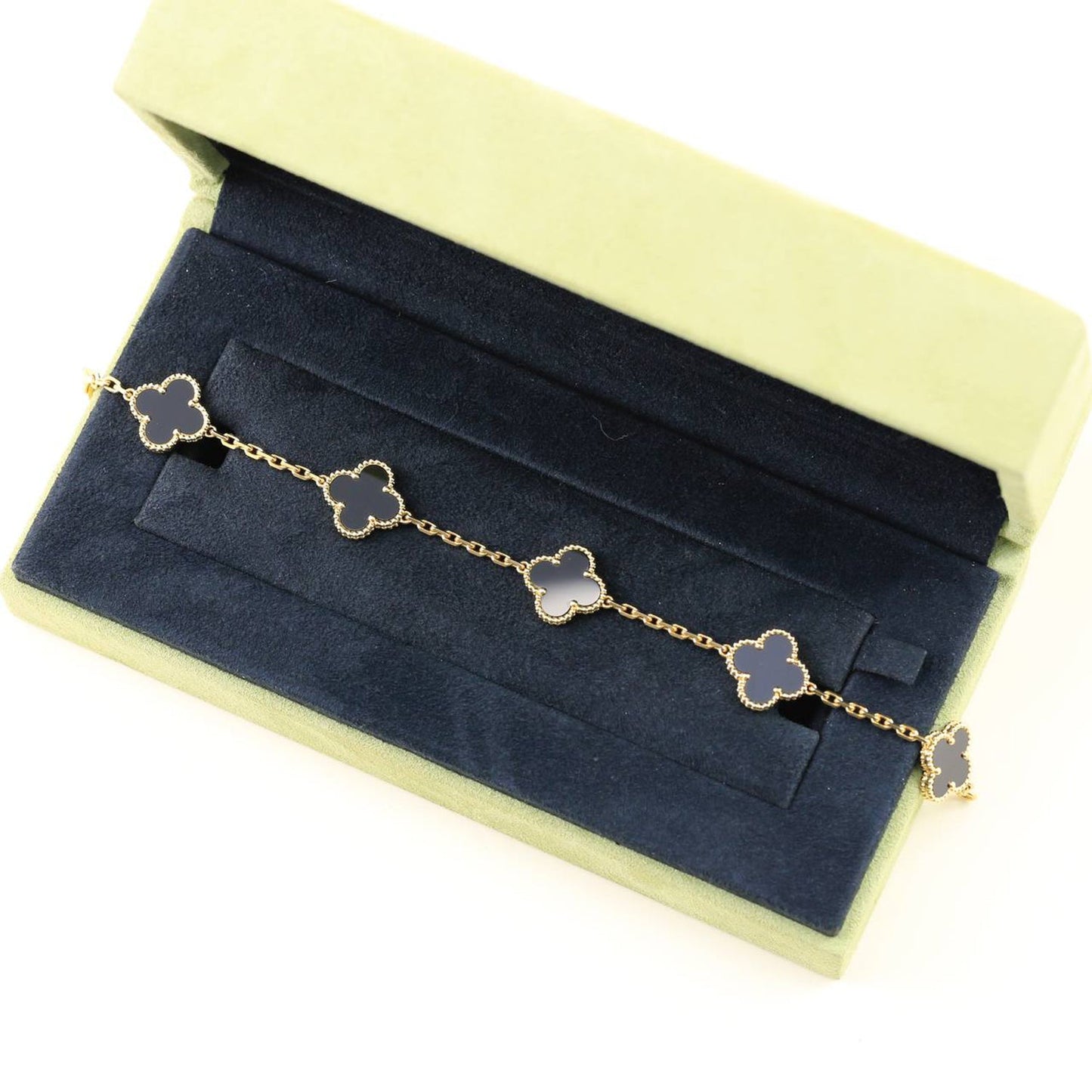[Perla Lux]CLOVER  5 MOTIFS BLACK ONYX BRACELET