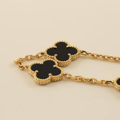 [Perla Lux]CLOVER  5 MOTIFS BLACK ONYX BRACELET