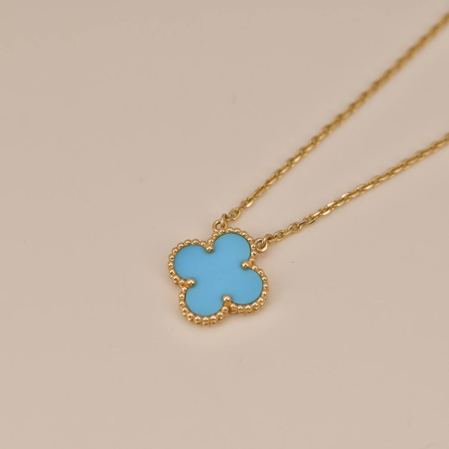 [Perla Lux]CLOVER 15MM VINTAGE TURQUOISE NECKLACE