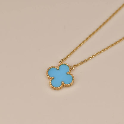 [Perla Lux]CLOVER 15MM VINTAGE TURQUOISE NECKLACE