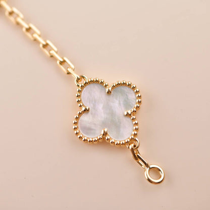 [Perla Lux]CLOVER  5 MOTIF WHITE MOP BRACELET