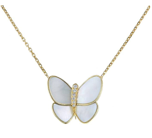 [Perla Lux]BUTTERFLY GOLD MOP DIAMOND NECKLACE