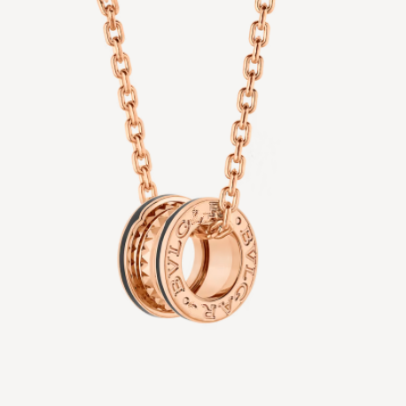 [Perla Lux]ZERO 1 ROCK PEDANT PINK GOLD BLACK NECKLACE