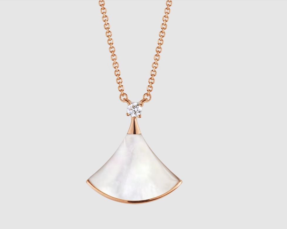 [Perla Lux]DREAM NECKLACE WHITE MOP PINK GOLD 1 DIAMOND