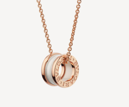 [Perla Lux]ZERO 1 WHITE CERAMIC PINK GOLD NECKLACE