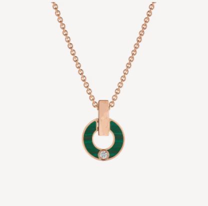 [Perla Lux]GARI NECKLACE PINK GOLD MALACHITE