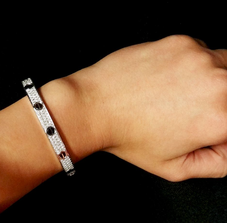 [Perla Lux]LOVE BRACELET 6.1MM DIAMOND-PAVED CERAMIC
