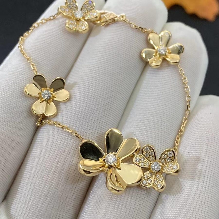 [Perla Lux]FRIVOLE GOLD 5 FLOWERS BRACELET